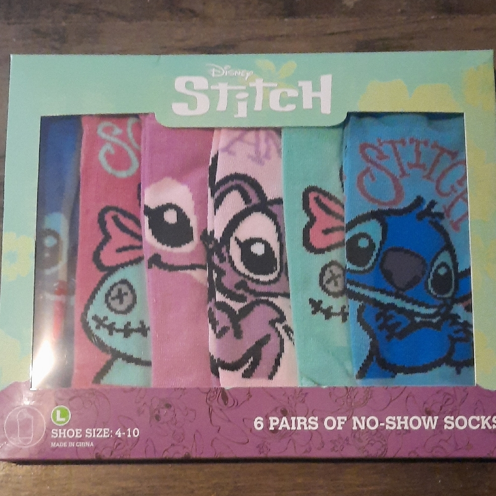 Disney Stitch Kids No-Show Socks - Pink, Blue, Green